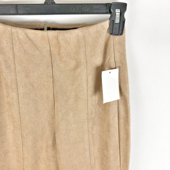 BlankNYC Womens Faux Suede Leggings 25 US 2 Tan High Rise Skinny Back Zip NWT - Picture 3 of 9